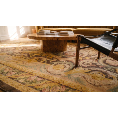Antique Oversized Savonnerie French Floral Knotted Rug