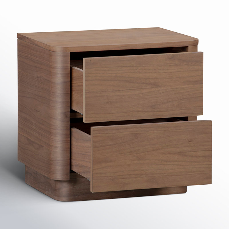 Mille 2 - Drawer Solid Wood Nightstand, Walnut