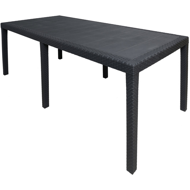 Outdoor Table Roma, Rectangular Extendable Dining Table, Rattan Effect Garden Table, 150X90H72 Cm, Anthracite
