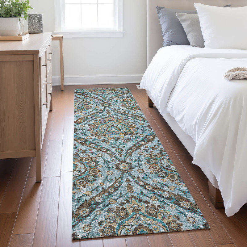 Machine Washable Indoor/Outdoor Chantille ACN2703 Global Rug, 2'3" x 7'6" Runner, Teal