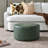 24" Wide Faux Leather Round Upholstered Ottoman-435419740
