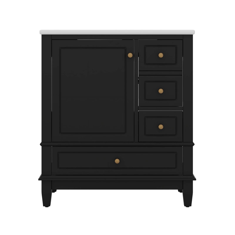 Meuble-lavabo de 30 po avec lavabo, une porte et trois tiroirs Designs, Noir