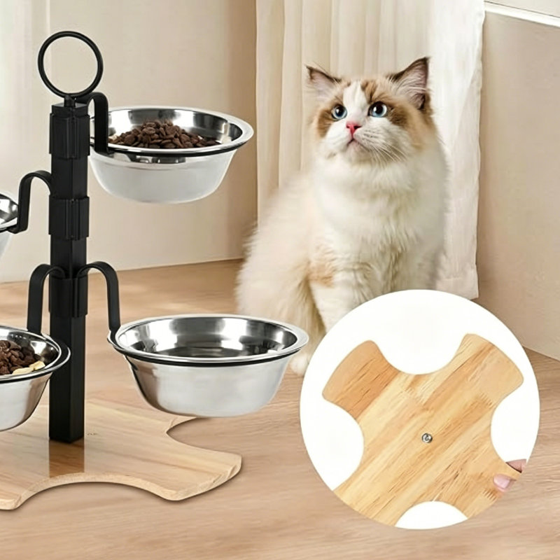 Bol ergonomique pour chien surélevé avec support stable et bol à quatre compartiments