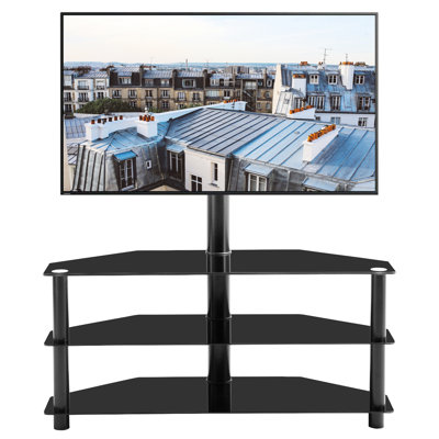 Height Adjustable Black Tv Stand With 3 Swivel Shelf Configuration , Fits 32 - 65 Inch Tvs Function