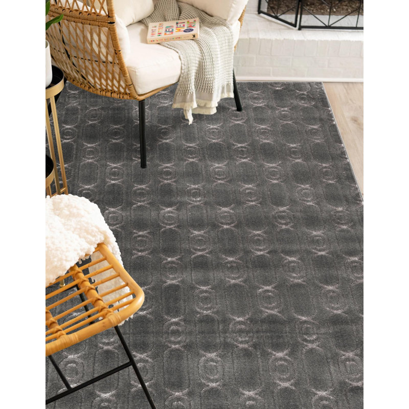 Tapis contemporain gris et argenté Vincente, Rond 10pi