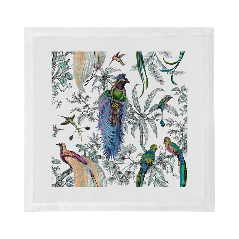 Audubon Exotica Cotton Sateen Dinner Napkins, Blue Green