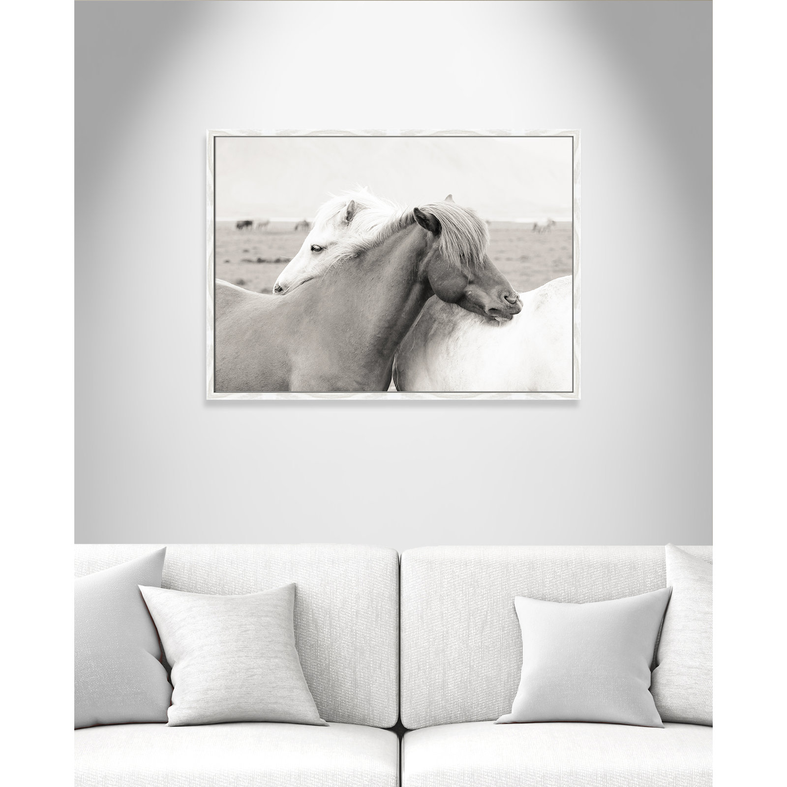 Melanie "Icelandic Meadow Horses" Print, White Wood Grain Framed, 25.5" H x 35.5" W x 0.75" D