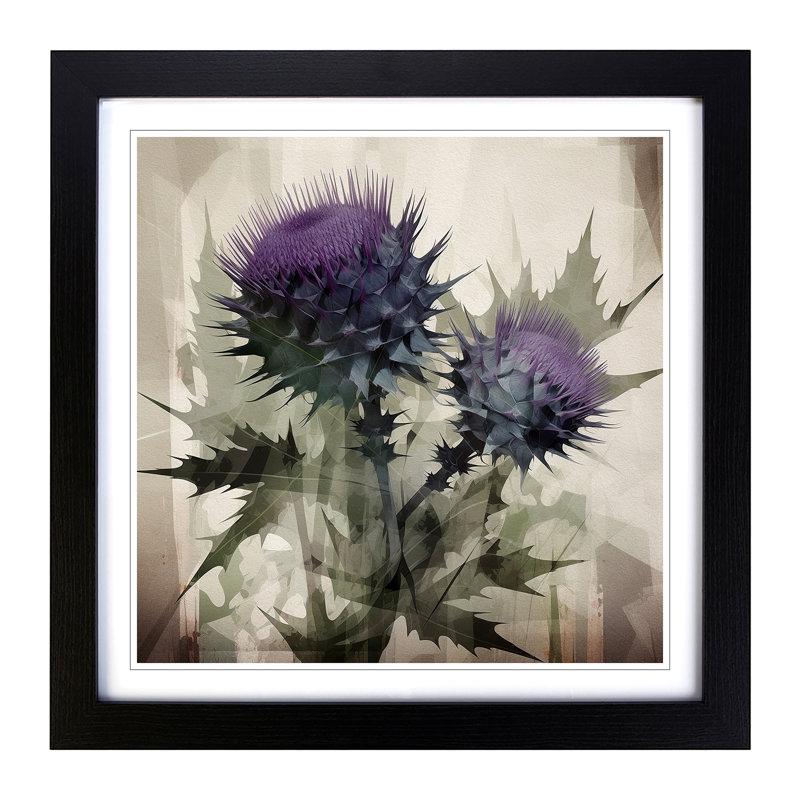 Thistle Constructivism - Framed Print, Black