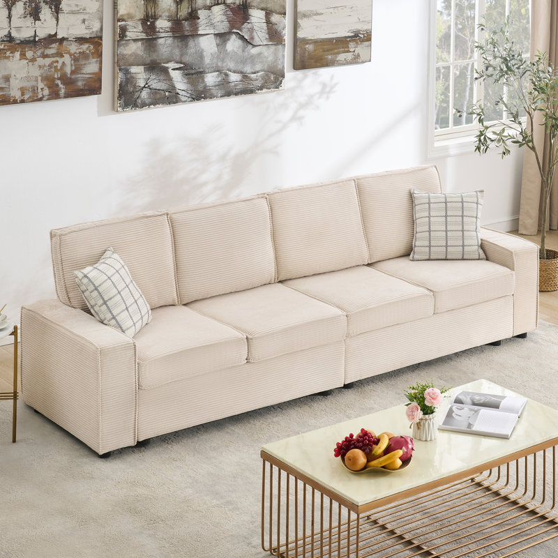 Canapé modulaire 4 places, canapé convertible profond avec accoudoirs larges
