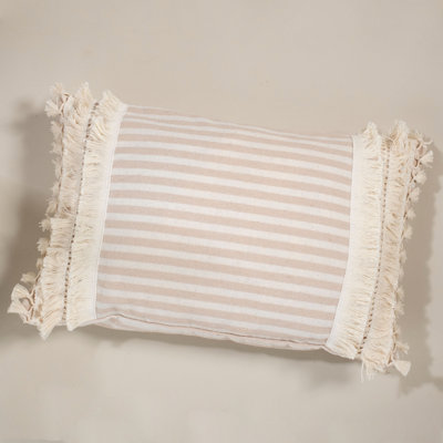 Arrowwood Striped White Rectangular Cushion Cover