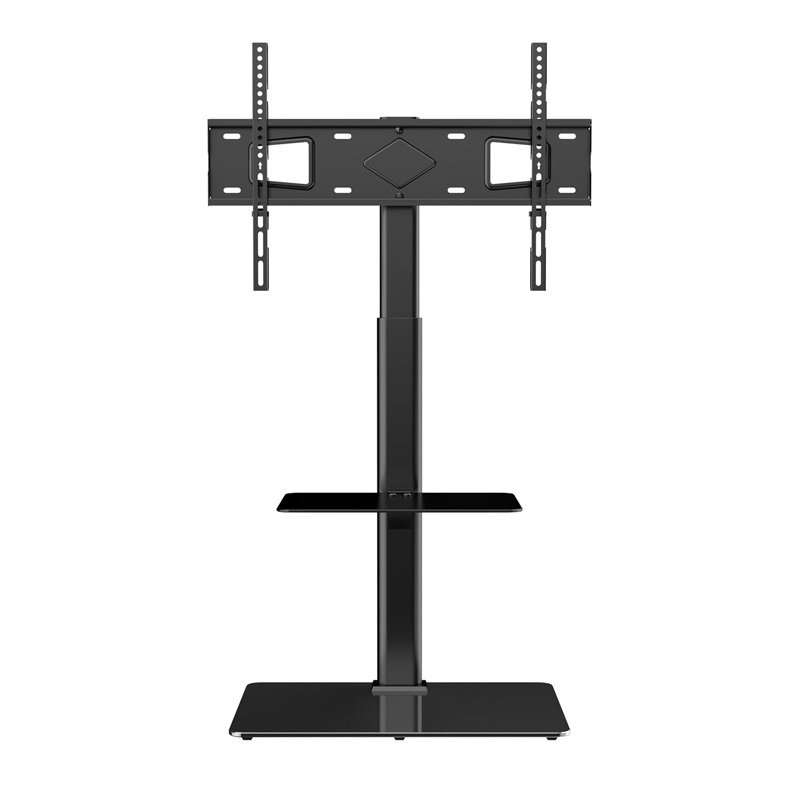 TV Stand Mount, Swivel Tall TV Stand For 32 To 65 Inch Tvs, Height Adjustable Portable Floor TV Stand With Tempered Glass Base For Bedroom, Living Room