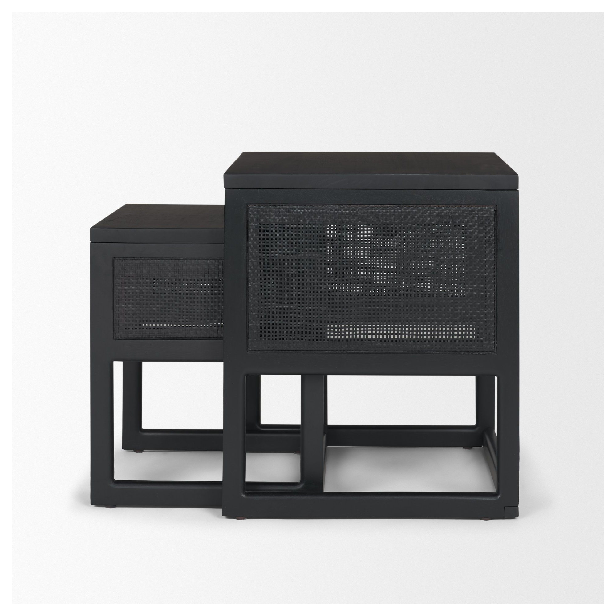 Cinna Solid Wood Nesting End Table, Black