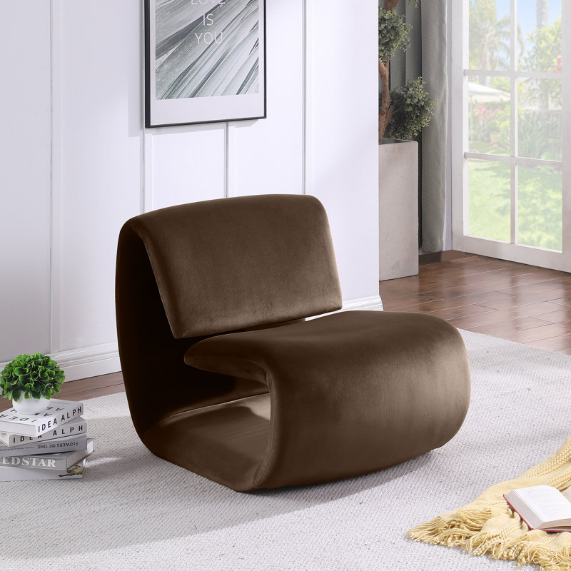 Koco Velvet Accent Chair, Brown Velvet