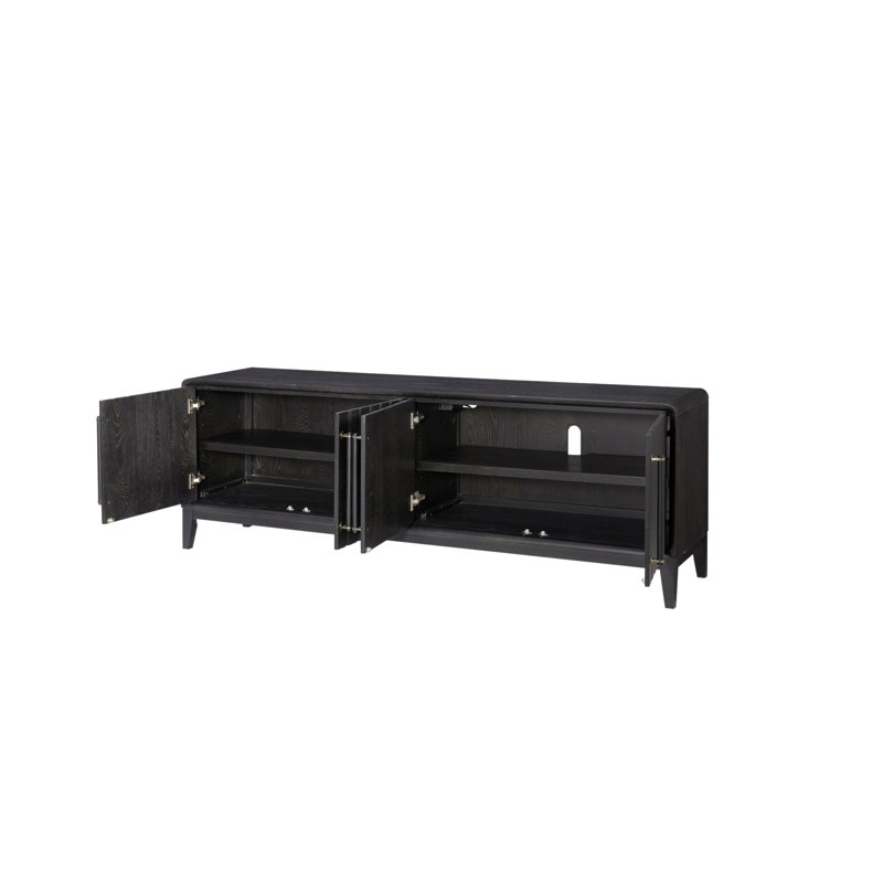 Console de 80 pouces avec bloc d'alimentation pour une recharge efficace des appareils et un rangement organisé, parfait pour les espaces modernes.