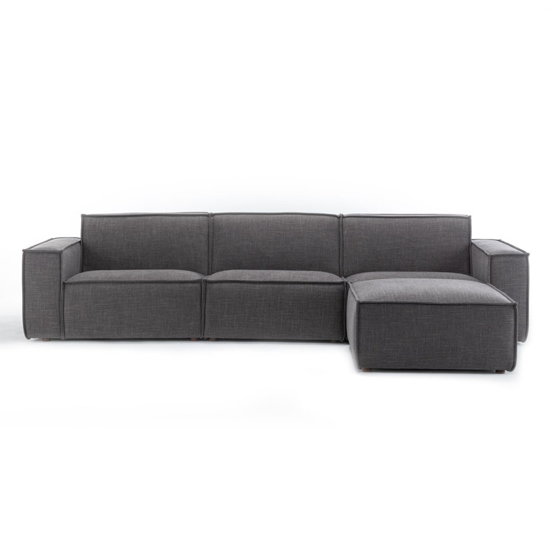 Canapé modulaire avec repose-pieds mobile 4 pièces Shonnard, Mélange de coton gris