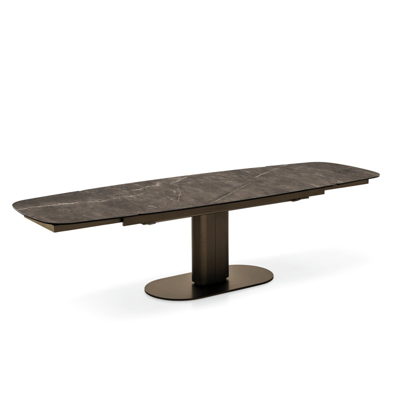 Cameo Elliptical Top Extendable Table, Matt Bronze, Bronze, 39.38" W x 116.63" L