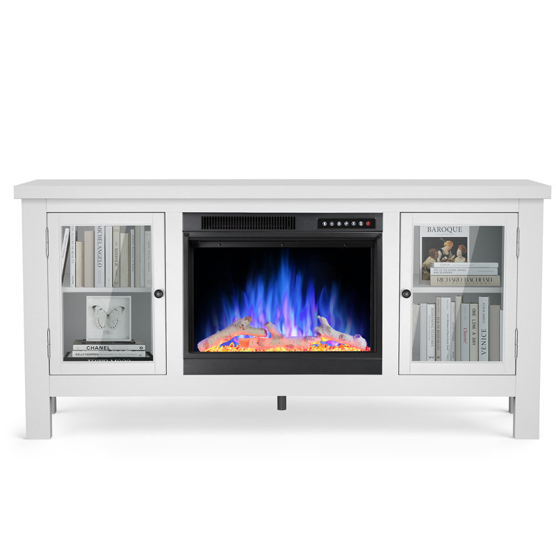 TV Stand for TVs up to 58" with Electric Fireplace,Remote & Adjustable Led Flame