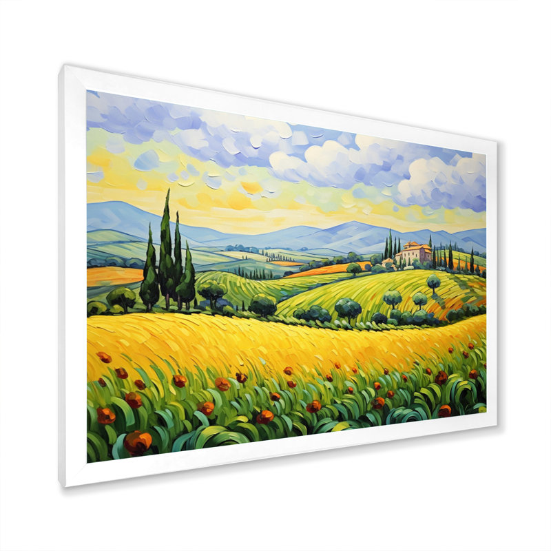 Vangogh Rolling Hills II - Vangogh, art encadré, H 30 po x l 40 po x P 1,5 po, Cadre simple blanc