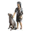 Sculpture fille et chien en bronze debout, enfant et animal de compagnie 23 po x 13 po x H 39 po