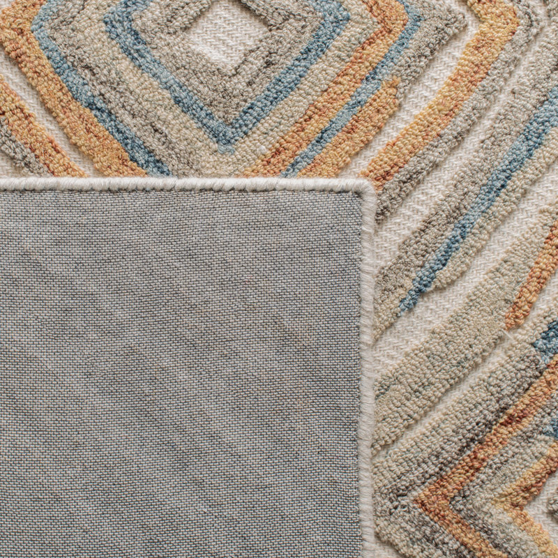Tapis géométrique en laine touffeté à la main Prower Kilim, Tapis de couloir 2 pi 3 po x 7 pi