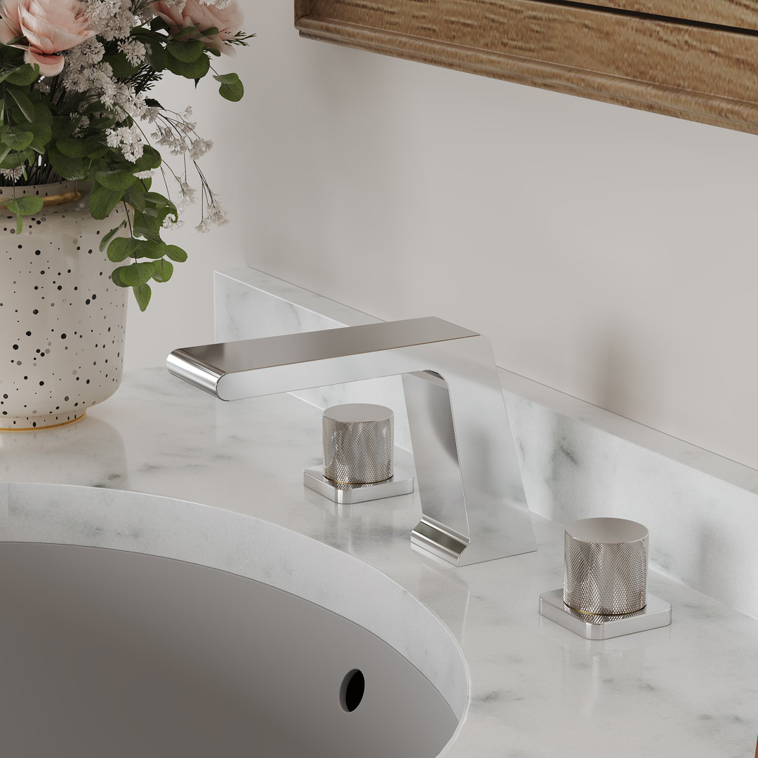 Widespread Bathroom Faucet 3 Hole, 2-handle Waterfall Bathroom Sink Faucet with Drain Assembly EVERSTEIN 