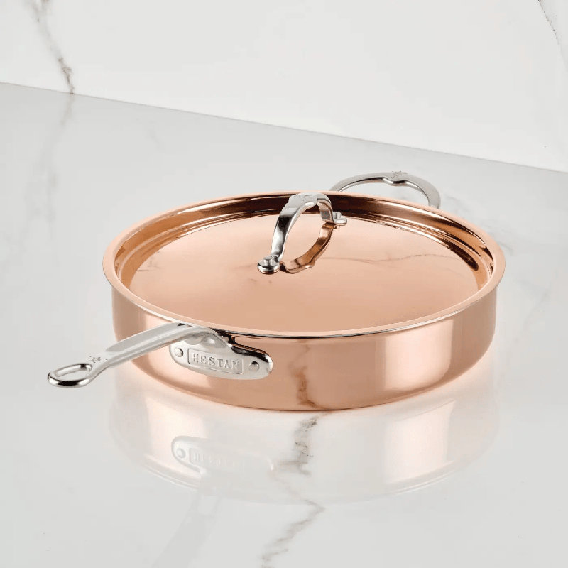 CopperBond Aura 6-Quart Professional Copper Rondeau with Lid, 12.38" W