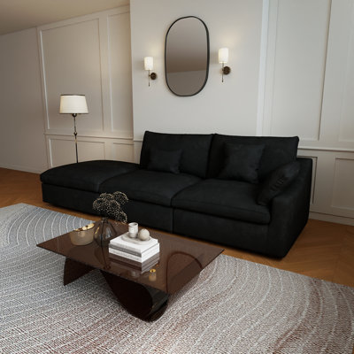 Canapé modulaire rembourré 3 pièces en tissu de chenille avec repose-pieds 3 pièces