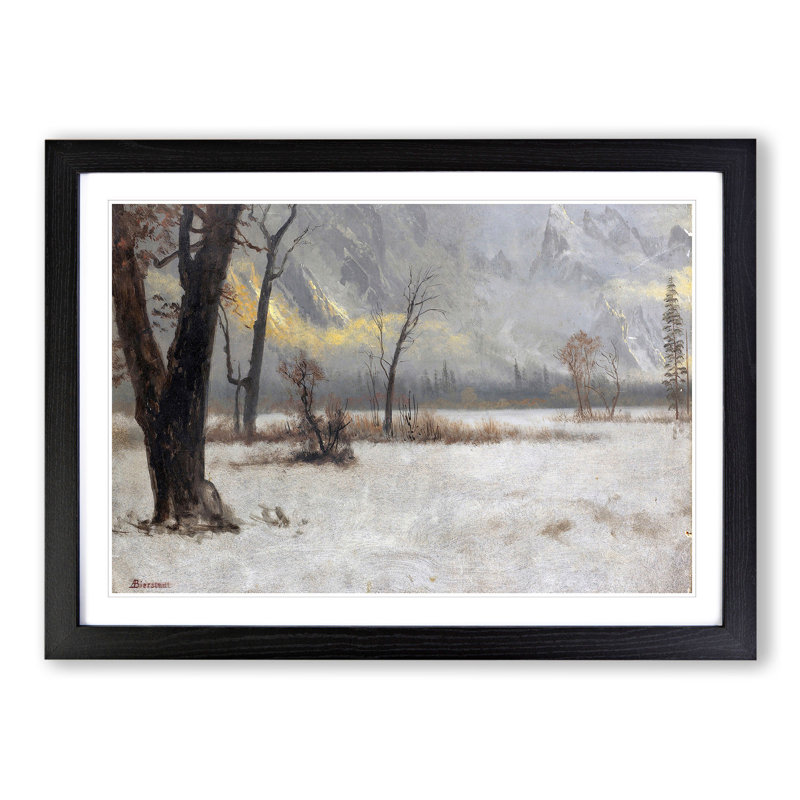 Winter Landscape by Albert Bierstadt - Picture Frame Painting, 27cm H x 36cm W x 2cm D, Black Framed