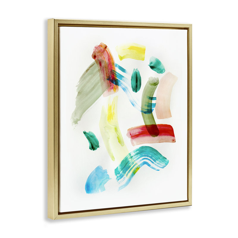 Cadre flottant moderne avec coups de pinceau, design par Gemma Bardot, H 21 po x l 17 po, Cadre flottant métallique doré