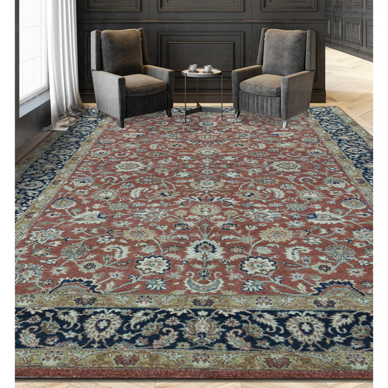 Brookhaven Oriental Area Rug in Rust/Navy