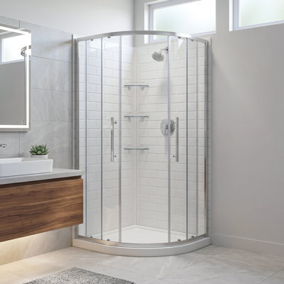 Ensemble de douche ronde réversible avec cadre l 36 po H 75 po Monaco