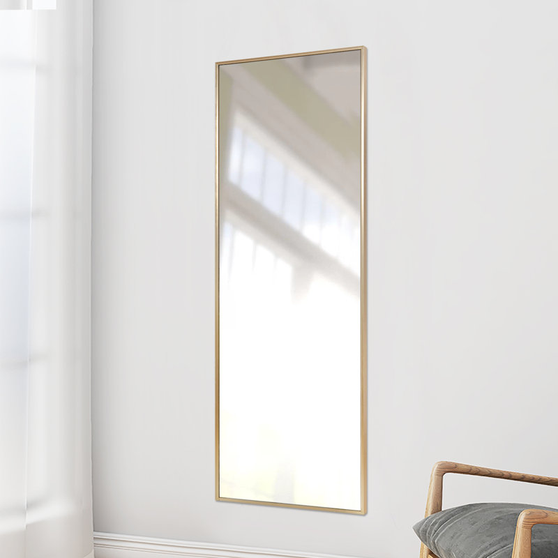 Jameson Metal Flat Mirror, Gold, 140cm H x 40cm W