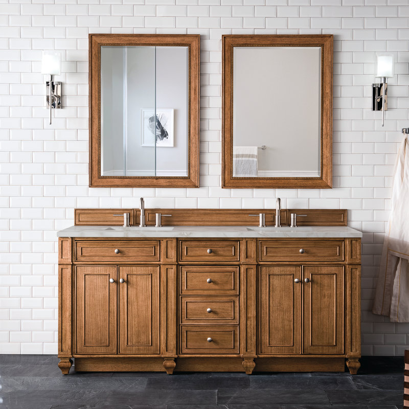 Bristol 72'' W Double Vanity, Victorian Silver, Saddle Brown, 8" Widespread