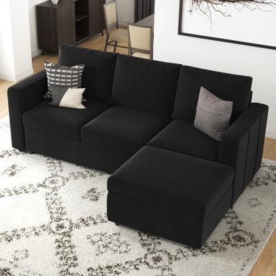 Canapé modulaire en velours 3 pièces avec repose-pieds et rangement 3 pièces Rafael