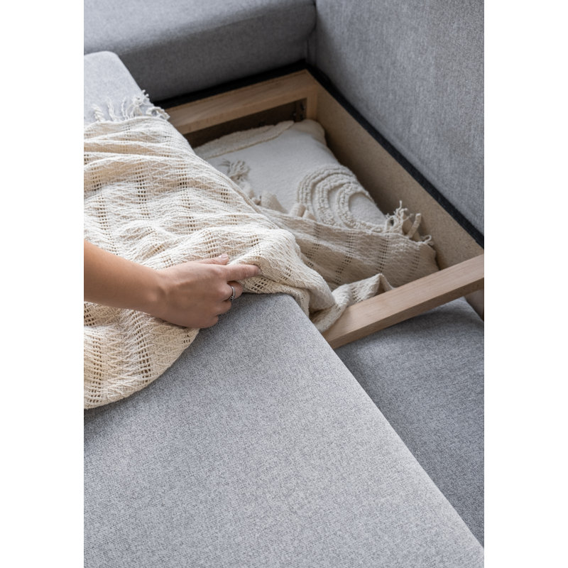 Scandic Lagom 6 Seater Sofa Bed, Left facing, Light Grey
