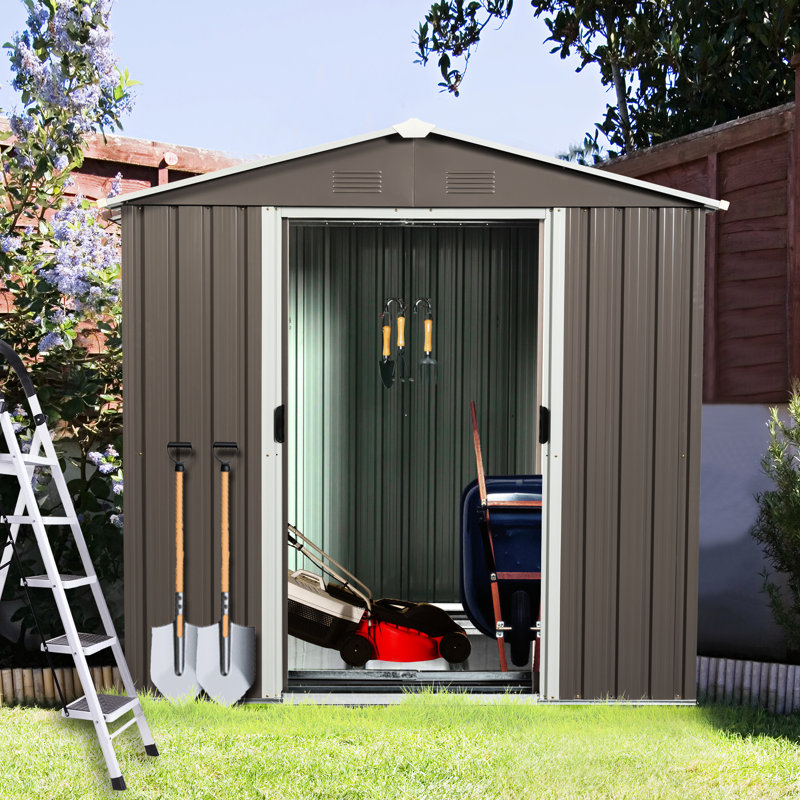 Outdoor 6ft X 5ft Metal Shed, Gray - Galvanized Iron Construction For And Versatile Living Storage Shed 5ft, Dependable, Gray
