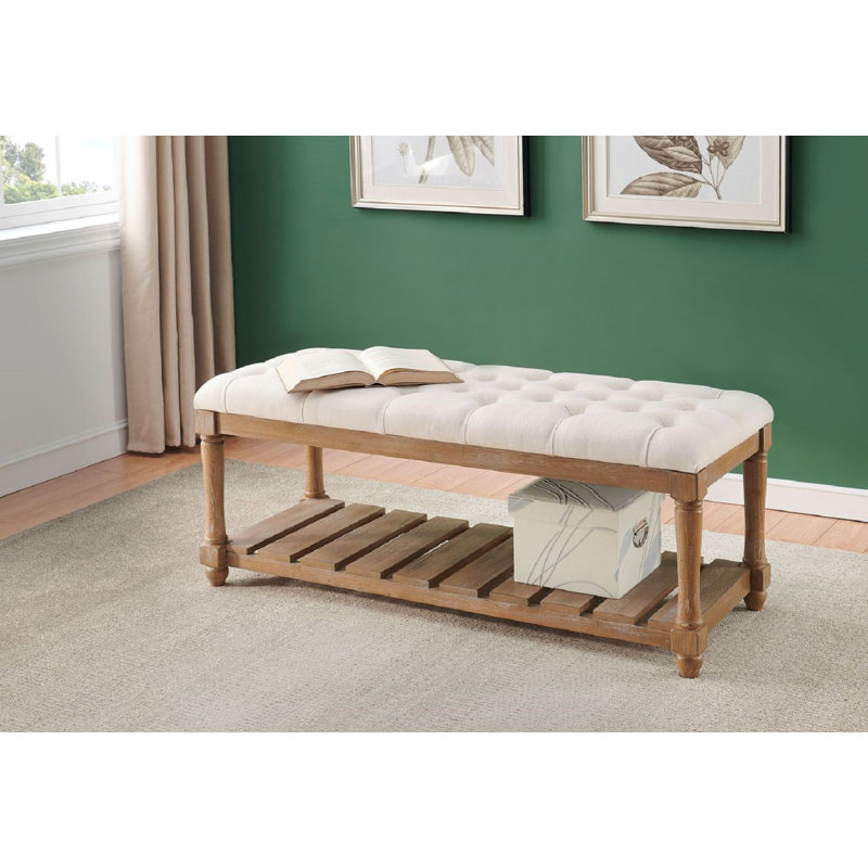 Banc de rangement en bois massif Iljan