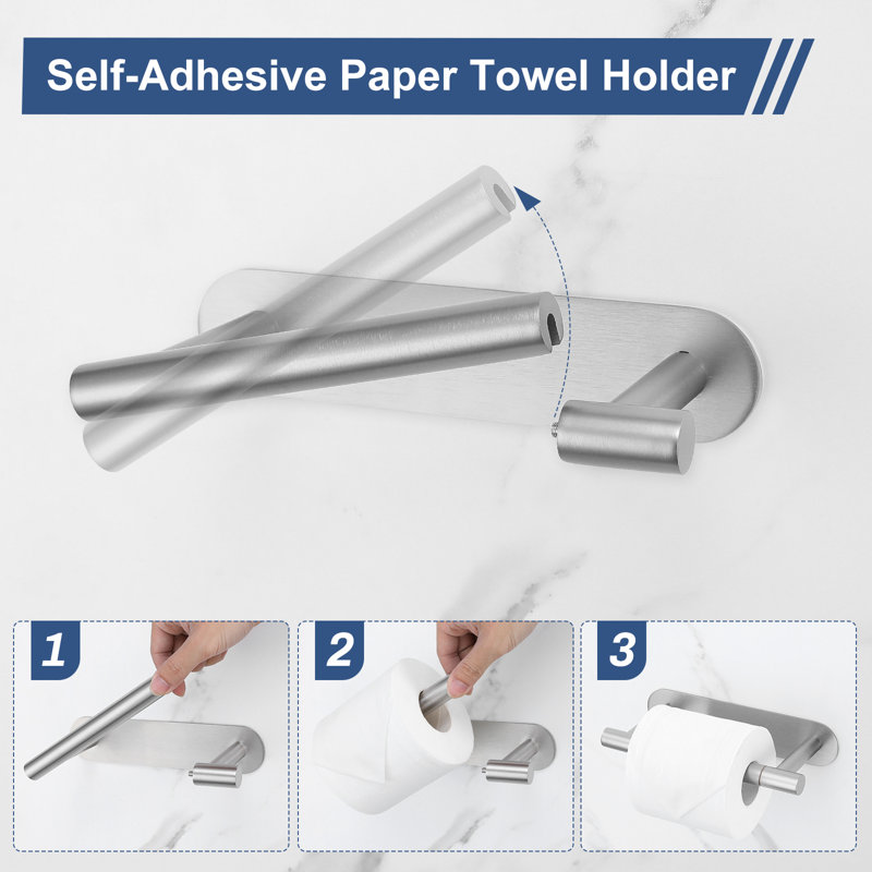 Porte-papier hygiénique autocollant Modern, Nickel brossé