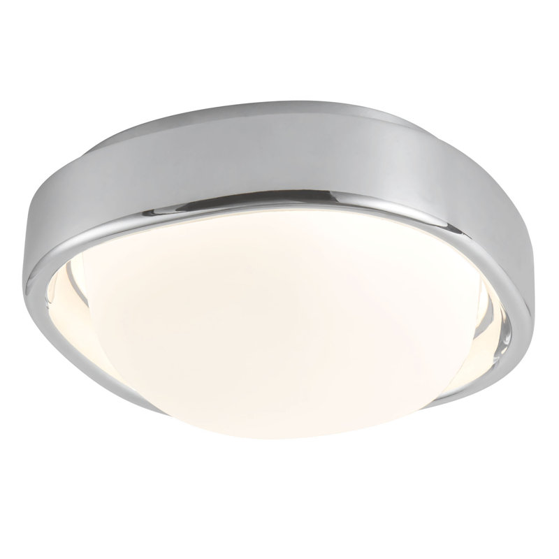 Pebble 8-in Silver dimmable LED Flush Mount, Chrome