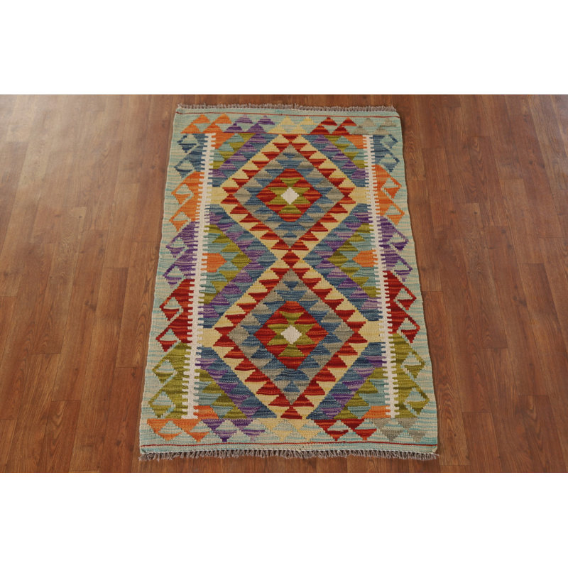 Tapis géométrique en laine pour vestibule Kilim