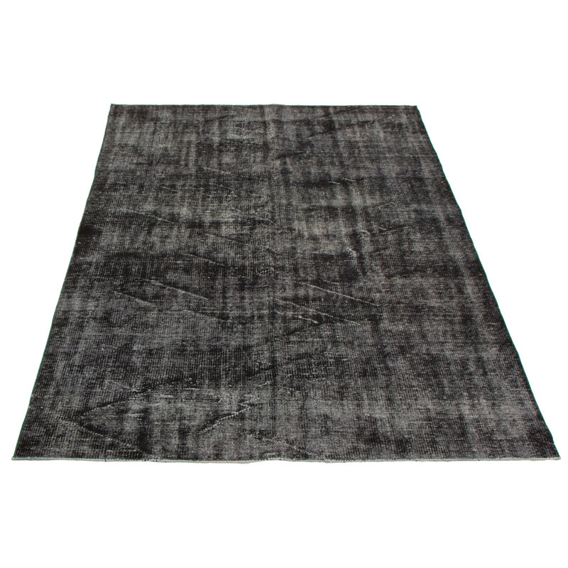 Tapis noir en laine noué à la main de conception unique 2000 pi 5 pi 4 po x 8 pi 3 po Okalani