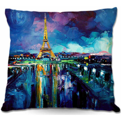 Parisian Night Eiffel Tower Reversible Throw Pillow