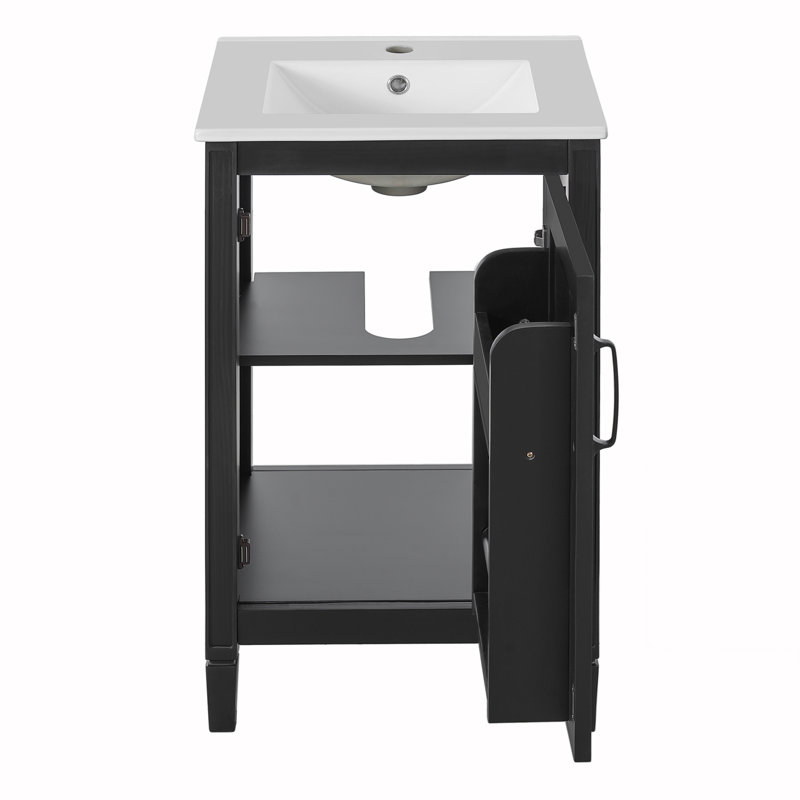 Bathroom Vanity with Ceramic Sink, Black