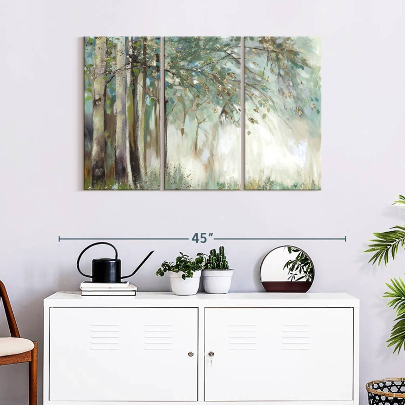«Silver Leaves», reproduction d'art sur toile, H 24 po x l 38 po x P 1,25 po