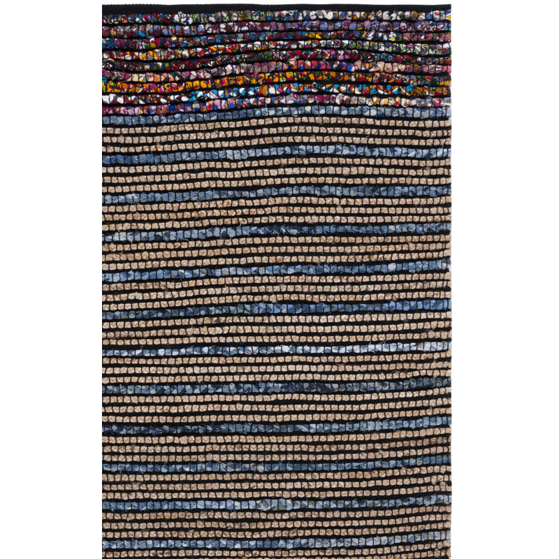 Tapis rayé en jute de coton 0,6 po Tesha, Carré de 6 pi