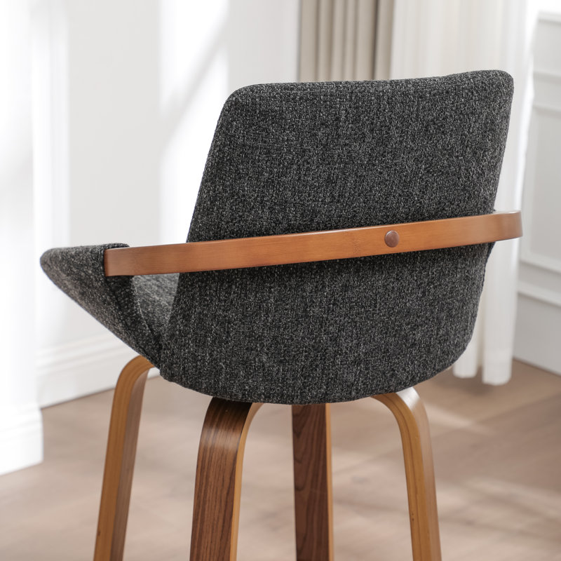 Benno 3-Piece Swivel Upholstered Counter Stool Set, Bar Stool (30” Seat Height), Gray/Linen