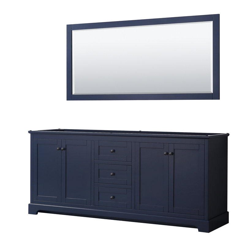 Avery 79'' Double Bathroom Vanity Base Only, Dark Blue/Matte Black