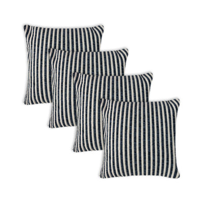 Mineo Blue/White Transitional Striped 100% Cotton Throw Pillow Set