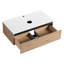 Meuble-lavabo de 36 po avec lavabo en céramique blanc d'art, tiroir à fermeture en douceur, rayures du milieu de l'été, 45 poignées biseautées, meuble-lavabo de construction 36 po, 1 conception flottante, application pratique, idéal