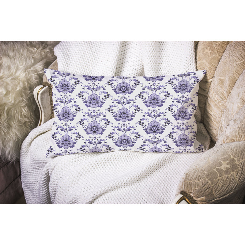 Ornate Opulence  Rectangular Throw Pillow, White/Purple